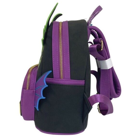 Loungefly Maleficent Dragon Mini Backpack Glow in the Dark Flames NWT In Hand - Picture 2 of 5